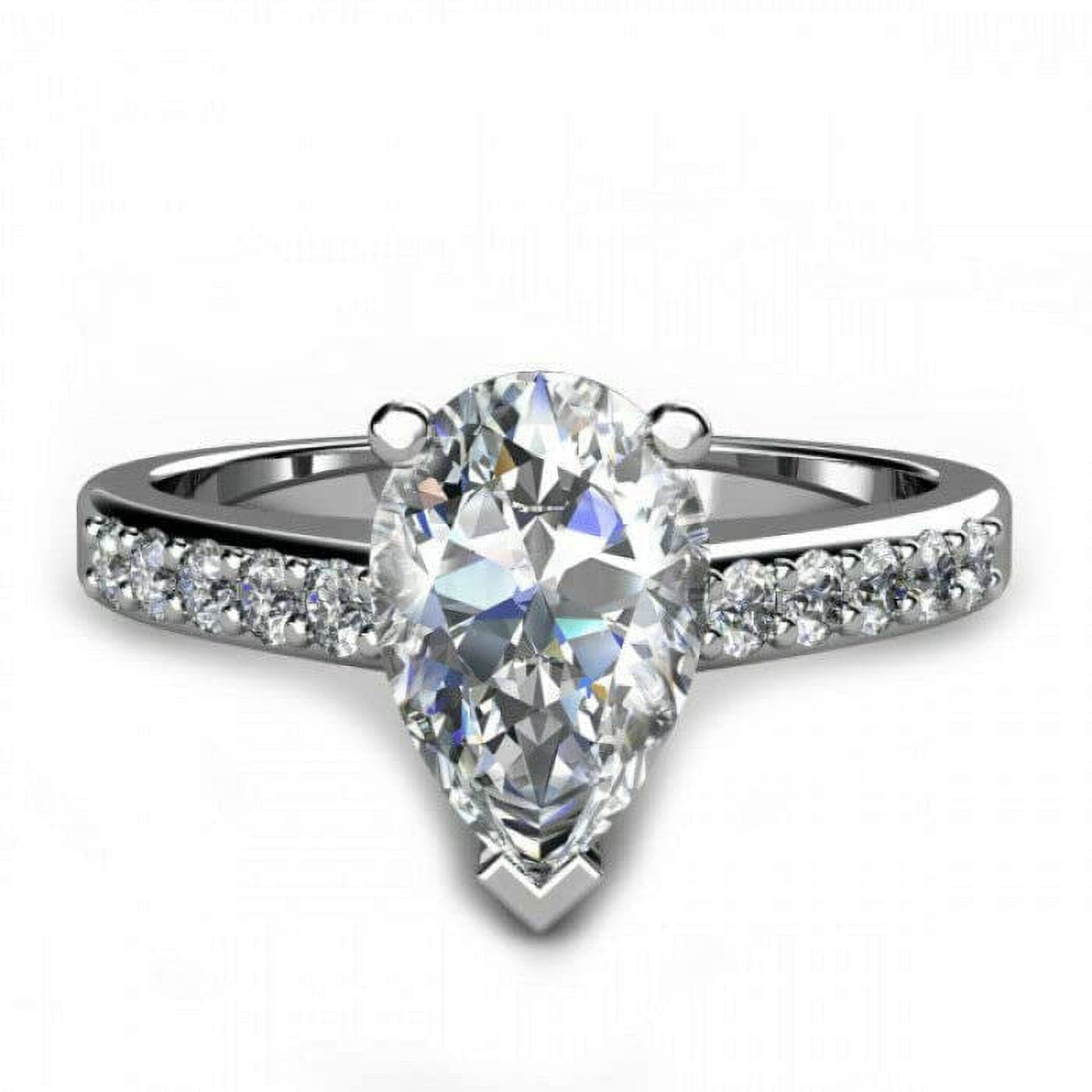 HeartsAndYou 2ct Pear Cut Moissanite Accent Solitaire Engagement Ring for Women 18k White Gold over Silver