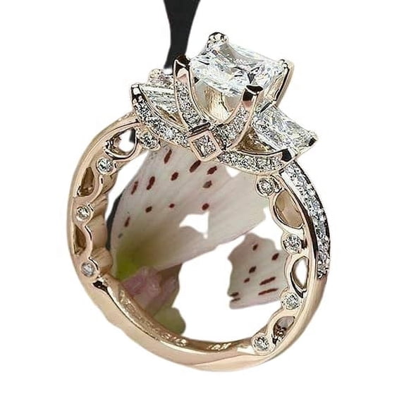HeartsAndYou 2ct Princess Cut Moissanite Antique Inspired Vintage Inspired Engagement Ring for Women 18k Rose Gold over Silver Stylish
