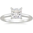 thumbnail image 1 of HeartsAndYou 2ct Princess Cut Moissanite Engagement Ring for Women 18k White Gold over Silver Classic Solitaire, 1 of 5