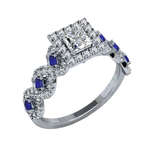 HeartsAndYou 2ct Princess Cut Moissanite Engagement Ring for Women Halo Vintage Inspired Style 18k White Gold over Silver