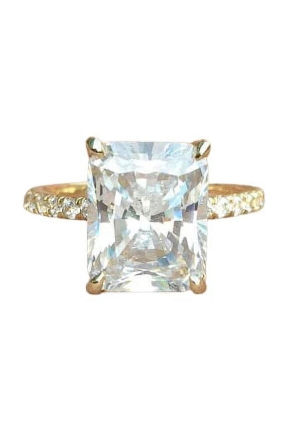2ct Radiant Moissanite Solitaire Style Propose Engagement Ring for Women 18k Yellow Gold over Silver