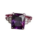 thumbnail image 1 of HeartsAndYou 2ct Radiant Natural Purple Amethyst Moissanite Accent Ring 14k SOLID White Gold, 1 of 9
