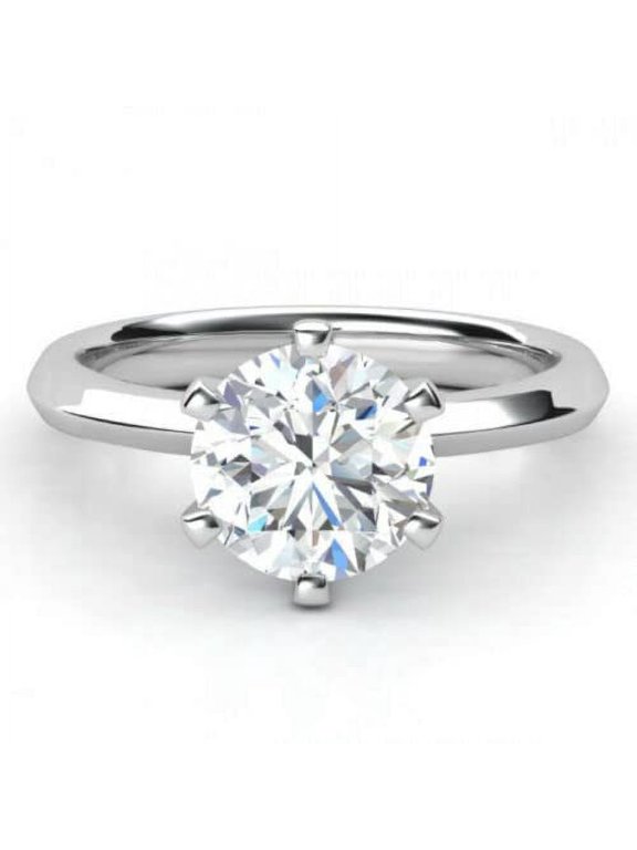 2ct Round Cut Moissanite Classic Solitaire Engagement Ring for Women 18k Gold over Silver