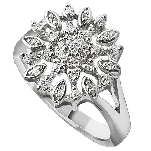 HeartsAndYou 2ct Round Cut Moissanite Engagement Ring for Women Cluster Flower 18k White Gold over Silver