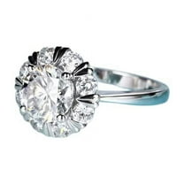 HeartsAndYou 2ct Round Cut Moissanite Engagement Ring for Women Cluster Halo 18k White Gold over Silver