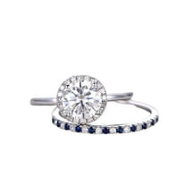 HeartsAndYou 2ct Round Cut Moissanite Engagement Ring for Women Halo Bridal Set 18k White Gold Over Silver