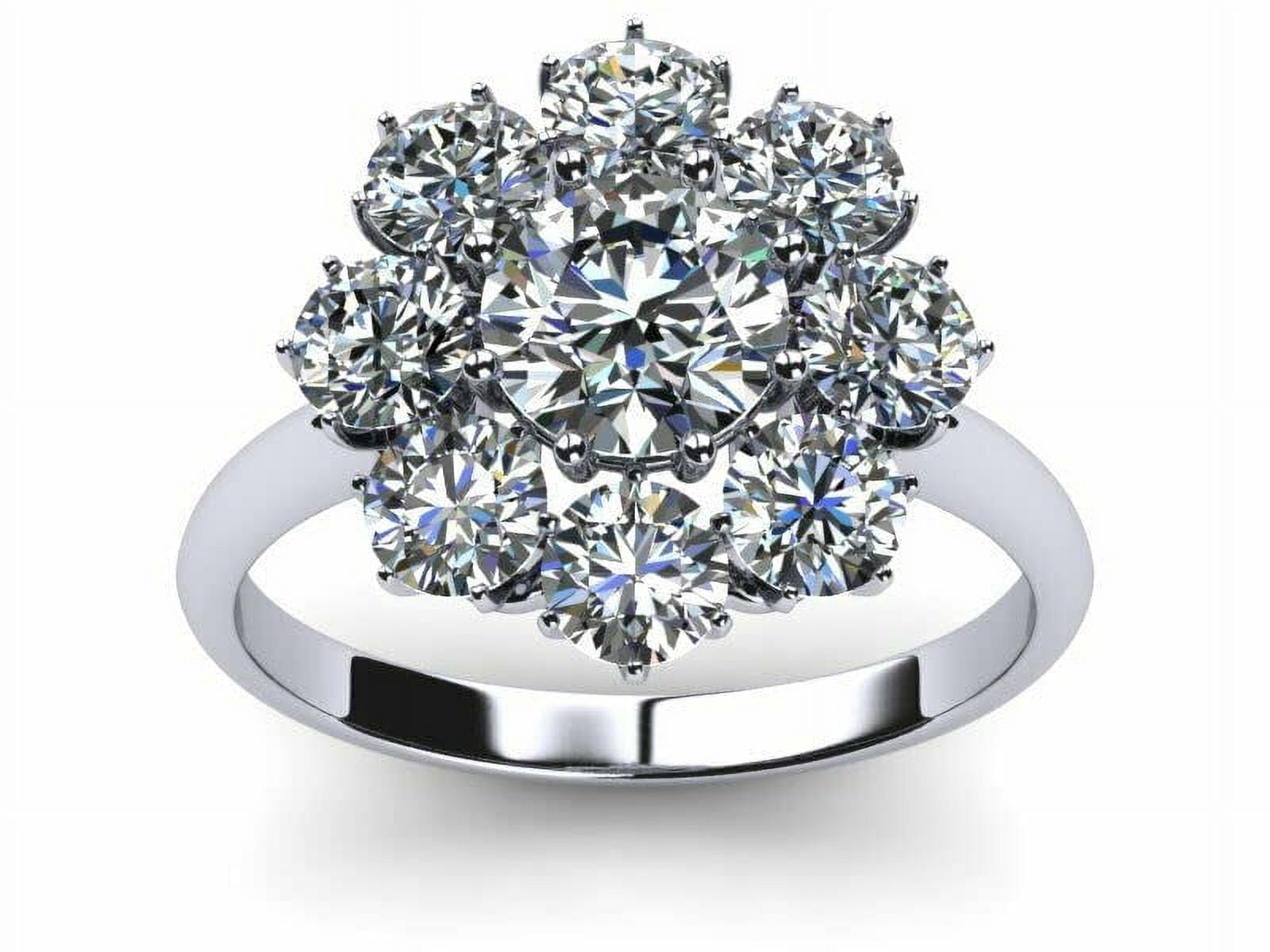 HeartsAndYou 2ct Round Cut Moissanite Floral Flower Engagement Ring for Women 18k White Gold over Silver