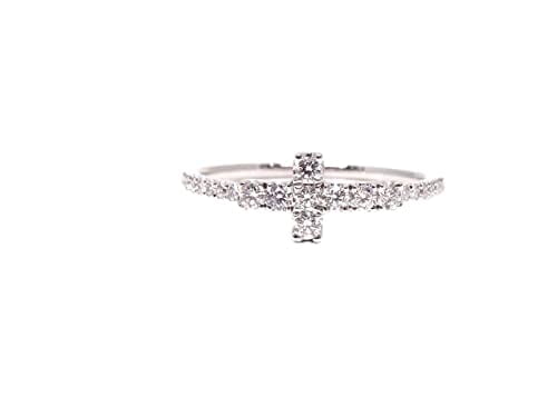HeartsAndYou 2ct Round Cut Moissanite Jesus Cross Shape Engagement Ring for Women 18k White Gold over Silver