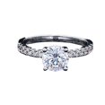 thumbnail image 1 of HeartsAndYou 2ct Round Cut Moissanite Solitaire Engagement Ring for Women 18k White Gold over Silver Hidden Halo, 1 of 6