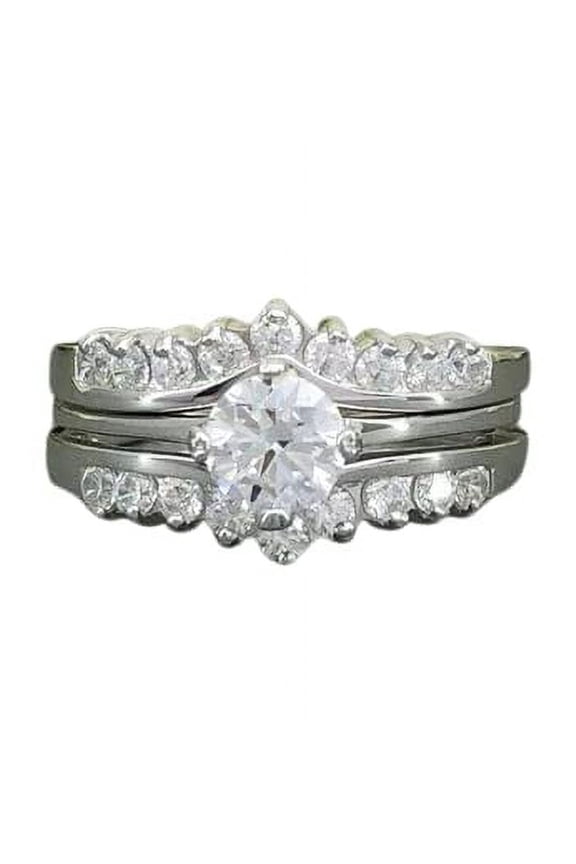 2ct Round Cut Moissanite Solitaire Engagement Ring for Women Ring Guard 18k White Gold over Silver