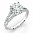 thumbnail image 1 of HeartsAndYou 2ct Round Cut Moissanite Split Shank Engagement Ring for Women 18k White Gold over Silver, 1 of 6