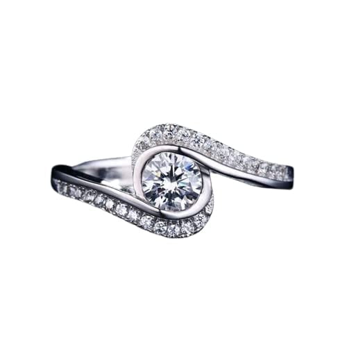 HeartsAndYou 2ct Round Cut Moissanite Swirl Twist Solitaire Engagement Ring for Women 18k White Gold over Silver