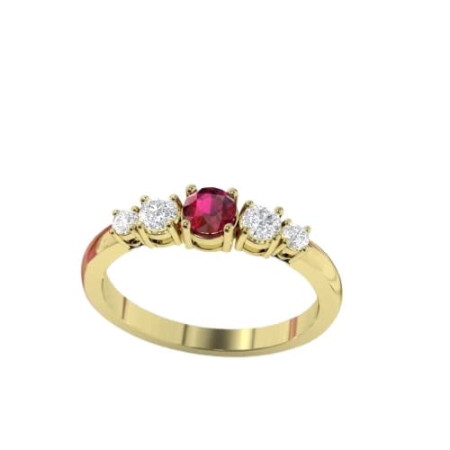 HeartsAndYou 2ct Round Cut Natural Garnet Ring 14k SOLID Yellow Gold Five Stone Moissanite