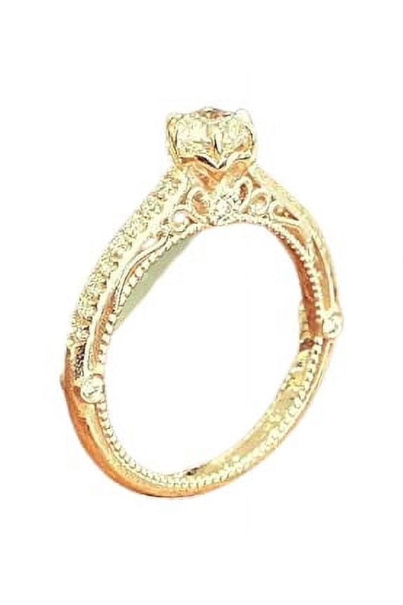 2ct Round Moissanite Engagement Ring for Women Vintage Inspired Inspired Filigree 18k Yellow Gold over Silver