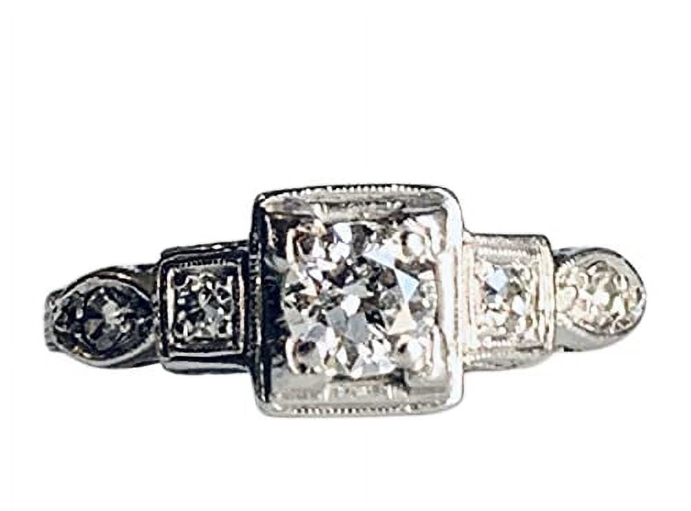 HeartsAndYou 2ct Round Moissanite Milgrain Vintage Inspired Inspired Engagement Ring for Women 18k White Gold over Silver