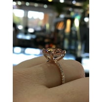 HeartsAndYou 3.04ct Natural Morganite Hidden Halo Ice Solitaire Ring 100% 14k SOLID Rose Gold