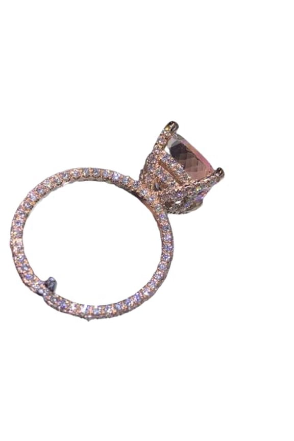 3.1ct Natural Peach Morganite Gatsby Rich Engagement Ring 14k SOLID Rose Gold