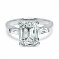 thumbnail image 1 of HeartsAndYou 3.2ct Emerald Cut Moissanite Baguette Accents Trilogy Ring 18k White Gold over Silver, 1 of 9