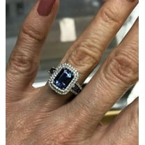 HeartsAndYou 3.2ct Natural Tanzanite & Diamond Engagement Ring Dual Halo 14k SOLID White Gold