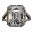 thumbnail image 1 of HeartsAndYou 3.5ct Emerald Cut Moissanite Split Shank Halo Engagement Ring for Women 18k White Gold over Silver Stylish, 1 of 7