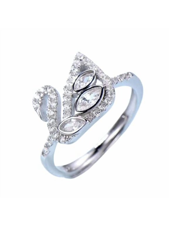 3.5ct Marquise Cut Moissanite Duck Swan Engagement Ring for Women 18k White Gold over Silver