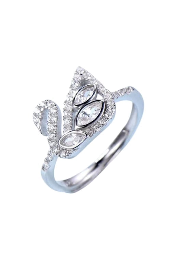 3.5ct Marquise Cut Moissanite Duck Swan Engagement Ring for Women 18k White Gold over Silver