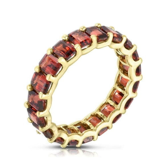 HeartsAndYou 3.5ct Natural Red Garnet Wedding Band Ring 100% 14k SOLID Yellow Gold Eternity