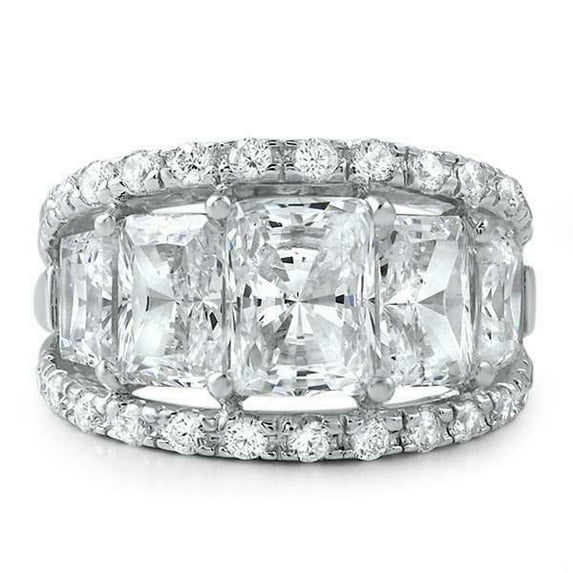 HeartsAndYou 3.5ct Radiant Cut Moissanite Engagement Ring for Women Cocktail Statement 18k White Gold over Silver