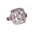 thumbnail image 1 of HeartsAndYou 3.5ct Radiant Cut Moissanite Halo Vintage Inspired Engagement Ring for Women 18k White Gold over Silver, 1 of 7