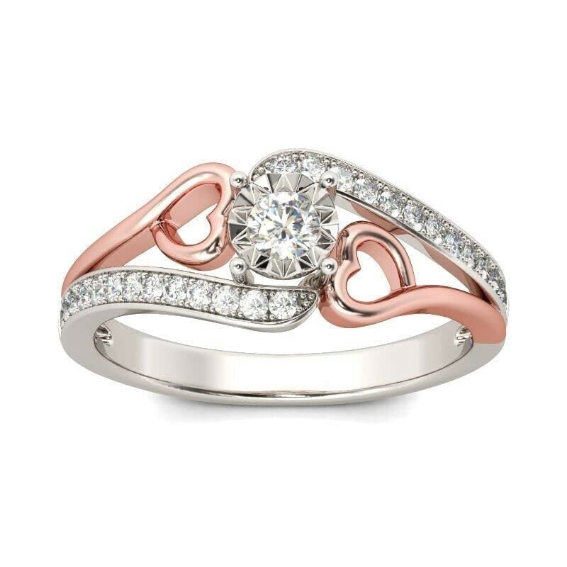 HeartsAndYou 3.5ct Round Cut Moissanite Heart Swirl Proposal Engagement Ring for Women 18k Dual Gold over Silver