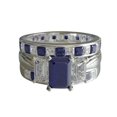 thumbnail image 1 of HeartsAndYou 3.6ct Natural Sapphire & Diamond Engagement Ring Trio Set 14k SOLID White Gold, 1 of 9
