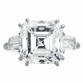 thumbnail image 1 of HeartsAndYou 3ct Asscher Baguette Cut Moissanite Cocktail Engagement Ring for Women 18k White Gold over Silver, 1 of 6