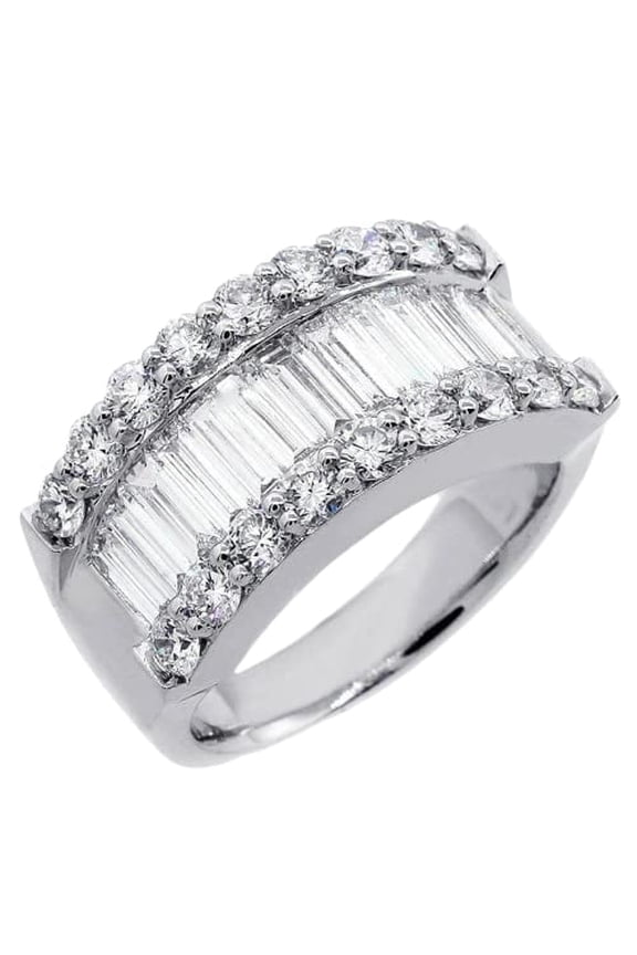 3ct Baguette Cut Moissanite Cluster Cocktail Engagement Ring for Women 18k White Gold over Silver