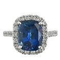 thumbnail image 1 of HeartsAndYou 3ct Cushion Cut Natural Blue Sapphire Ring 14k SOLID White Gold Moissanite Halo, 1 of 9