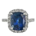 thumbnail image 1 of HeartsAndYou 3ct Cushion Cut Natural Blue Sapphire Ring 14k SOLID White Gold Moissanite Halo, 1 of 9