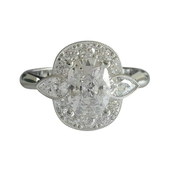 HeartsAndYou 3ct Cushion Pear Cut Moissanite Engagement Ring for Women Halo 18k White Gold over Silver