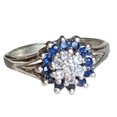 thumbnail image 1 of HeartsAndYou 3ct Engagement Ring for Women Round Moissanite Cluster Halo Split Shank 18k White Gold over Silver, 1 of 8