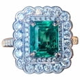 thumbnail image 1 of HeartsAndYou 3ct Green Natural Engagement Ring Double Halo Cocktail 100% 14k SOLID White Gold, 1 of 9