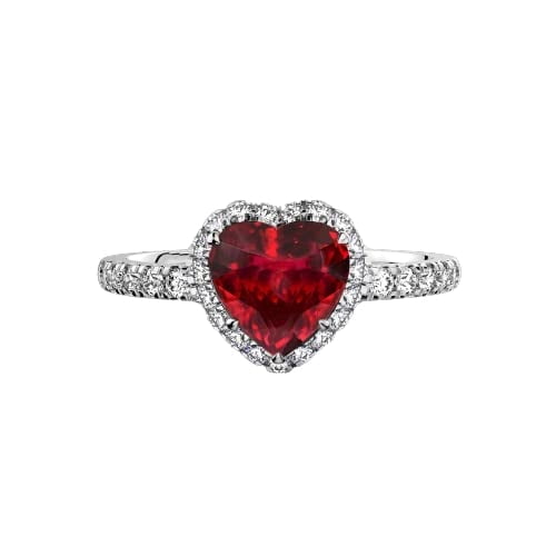 HeartsAndYou 3ct Heart Cut Natural Pink Ruby Moissanite Halo Women Ring 14k SOLID White Gold