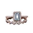 thumbnail image 1 of HeartsAndYou 3ct Natural Blue Aquamarine Bridal Set Engagement Ring 100% 14k SOLID Rose Gold, 1 of 9