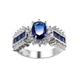 thumbnail image 1 of HeartsAndYou 3ct Natural Blue Sapphire Engagement Ring 14k SOLID White Gold Cocktail Floral, 1 of 9