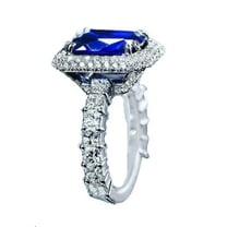 HeartsAndYou 3ct Natural Blue Sapphire Engagement Ring 14k SOLID White Gold Halo Cocktail