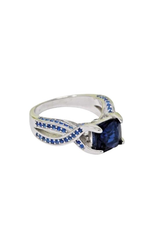 3ct Natural Blue Sapphire Reverse Split Shank Ring 100% 14k SOLID White Gold