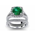 thumbnail image 1 of HeartsAndYou 3ct Natural Emerald Diamond Split Shank Halo Bridal Set Ring 14k REAL White Gold, 1 of 9