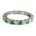 thumbnail image 1 of HeartsAndYou 3ct Natural Emerald & Diamond Wedding Band Full Eternity 14k SOLID White Gold, 1 of 9