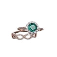 thumbnail image 1 of HeartsAndYou 3ct Natural Green Emerald Bridal Set Halo Floral Ring Band 14k SOLID Rose Gold, 1 of 9