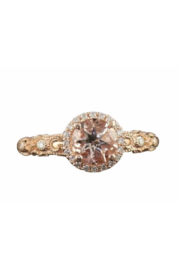 3ct Natural Peach Morganite Stylish Filigree Birthday Ring 14k SOLID Rose Gold