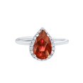 thumbnail image 1 of HeartsAndYou 3ct Natural Pear Red Garnet & Diamond Ring Halo Minimalist 14k SOLID White Gold, 1 of 9