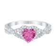thumbnail image 1 of HeartsAndYou 3ct Natural Pink Sapphire Split Band Halo Engagement Ring 14k SOLID White Gold, 1 of 9