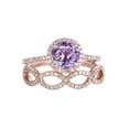 thumbnail image 1 of HeartsAndYou 3ct Natural Purple Amethyst Halo Bridal Set Engagement Ring 14k SOLID Rose Gold, 1 of 9